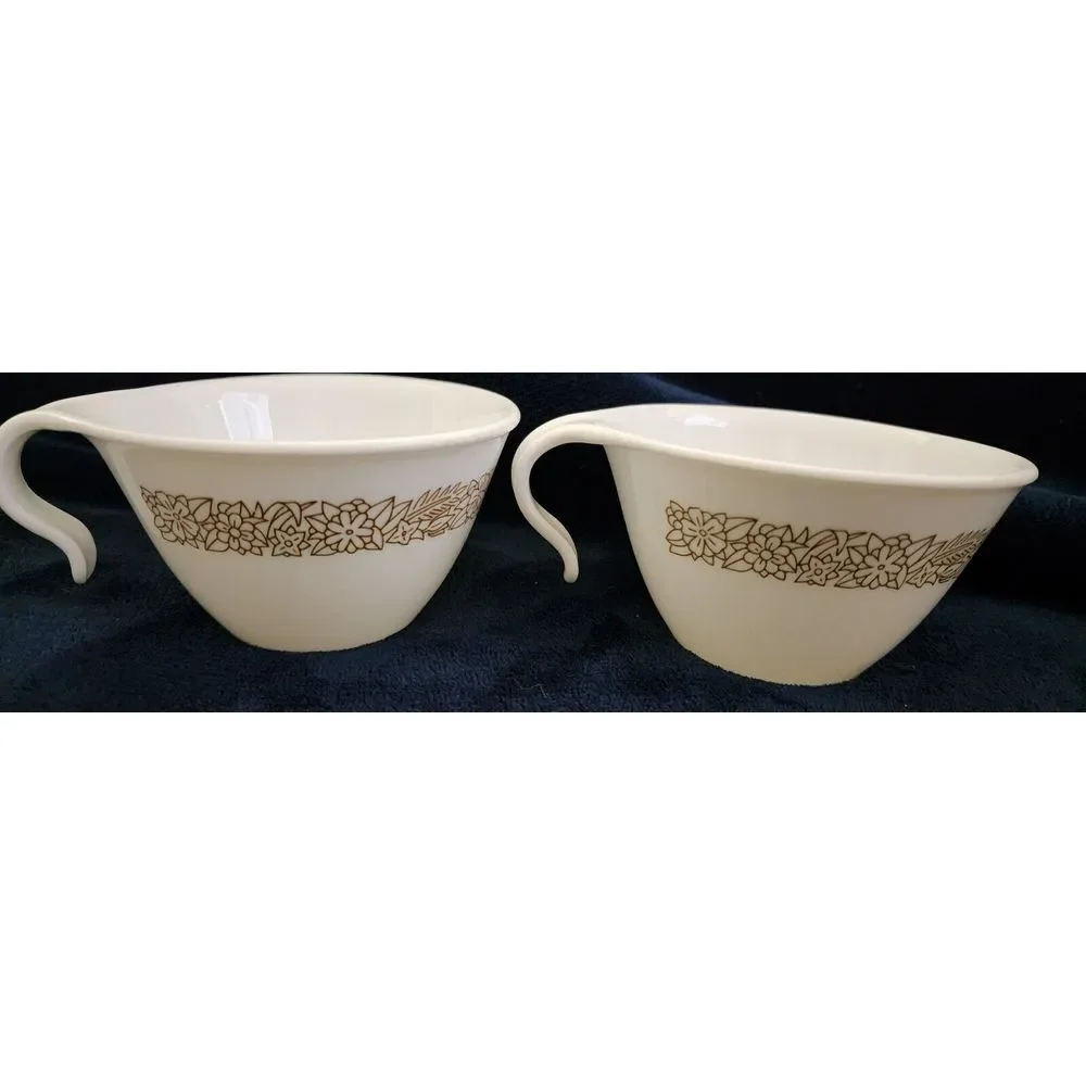 CORELLE WOODLAND HOOK HANDLE‎ CUPS [2] VINTAGE COFFEE TEA